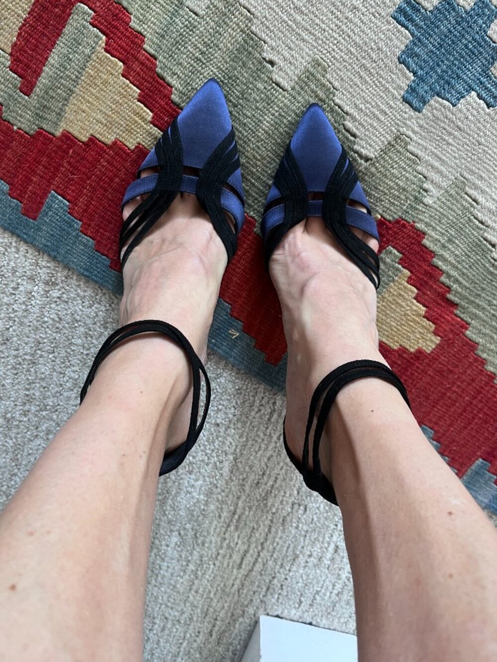 J.CREW ROXIE SUEDE & SATIN ANKLE-STRAP PUMPS 81/2 NAVY/BLACK HEELS